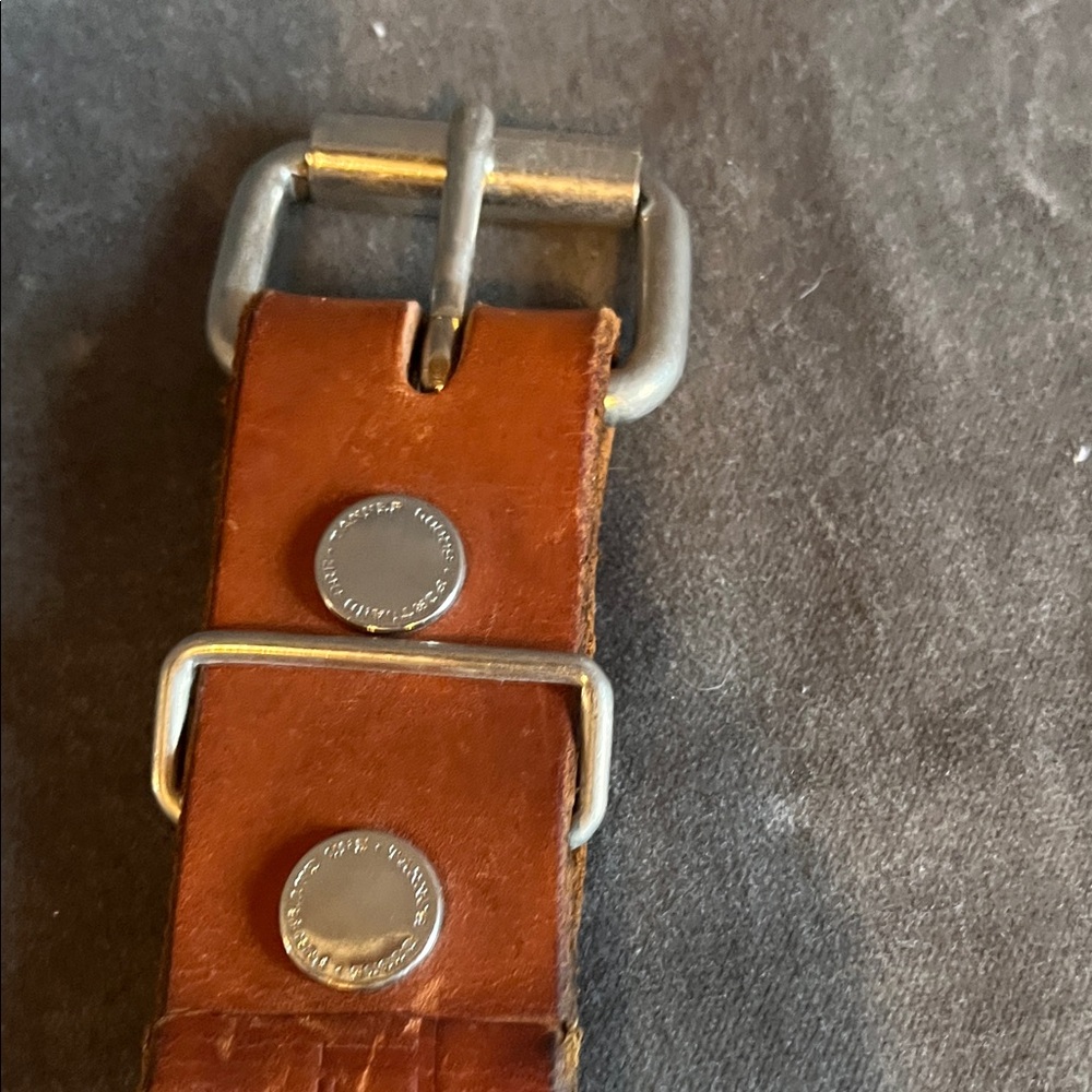 Tannery West Brown Leather Belt with Silver Buckle